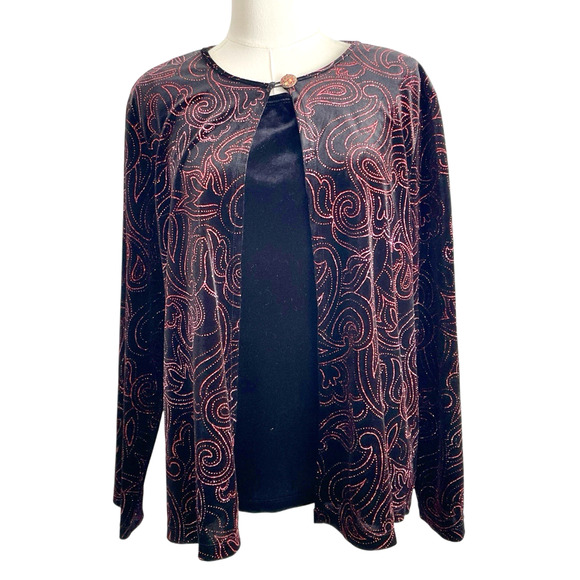Notations Velvet Top Womens Size Large 2pc Stretch Glitter Dark Romance Mature - Picture 1 of 10